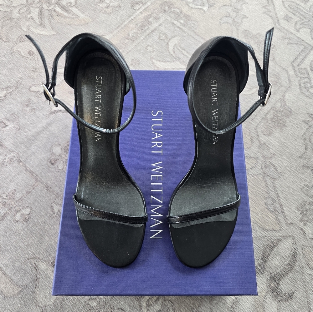 Stuart Weitzman Nudist Sandal Nappa Black Size 8.5